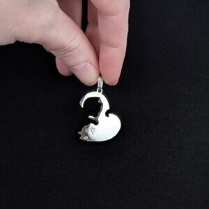 (2/$20) Metal Cat Yin Yang Pendant